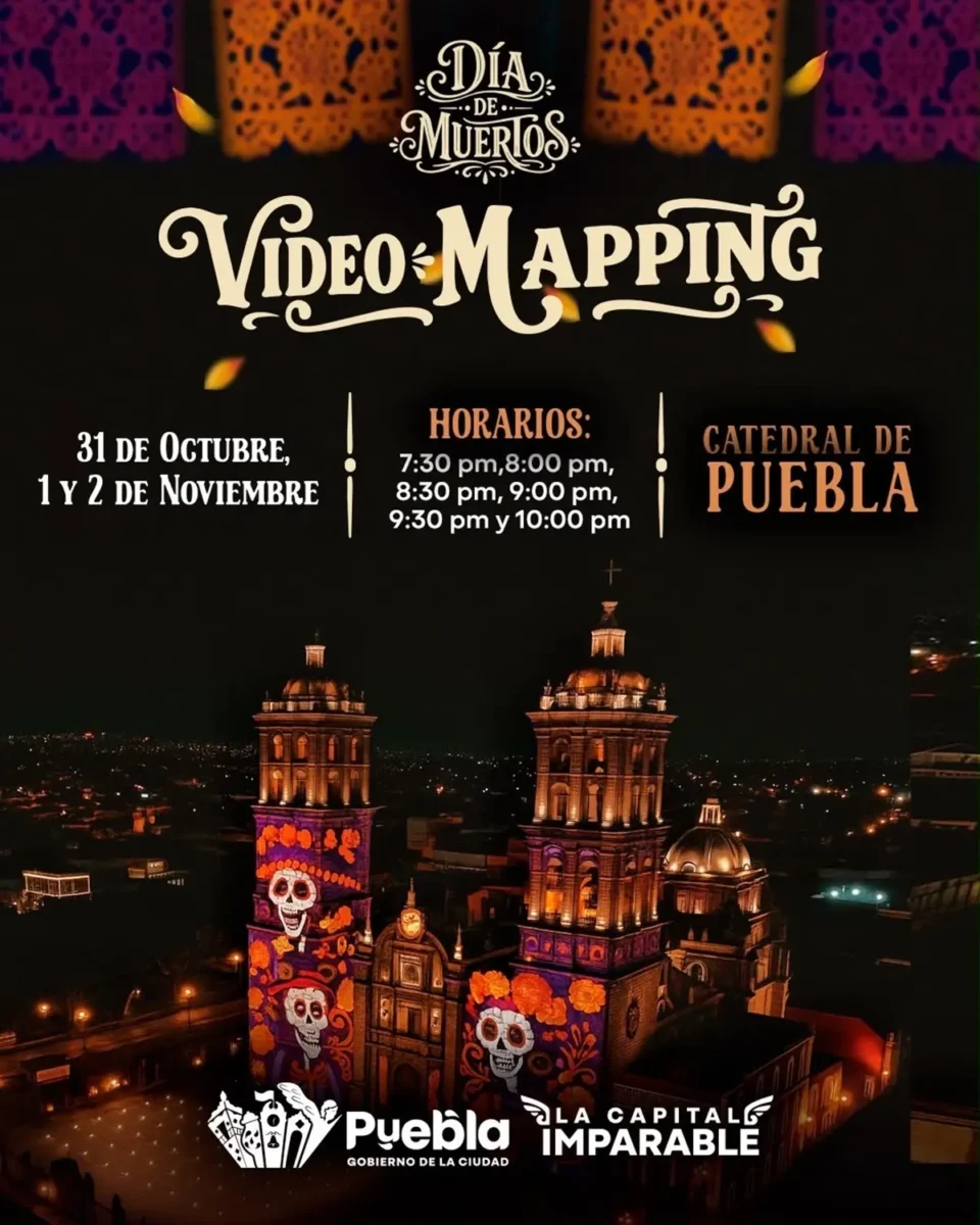 Invita Gobierno de Pepe Chedraui a disfrutar del videomapping de Día de Muertos en la Catedral de Puebla 2 Invita Gobierno de Pepe Chedraui a disfrutar del videomapping de Día de Muertos en la Catedral de Puebla